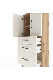 Arges Dolap 2 Raflı 3 Çekmeceli 2 Kapaklı 60x30x134 Çam-Aytaşı