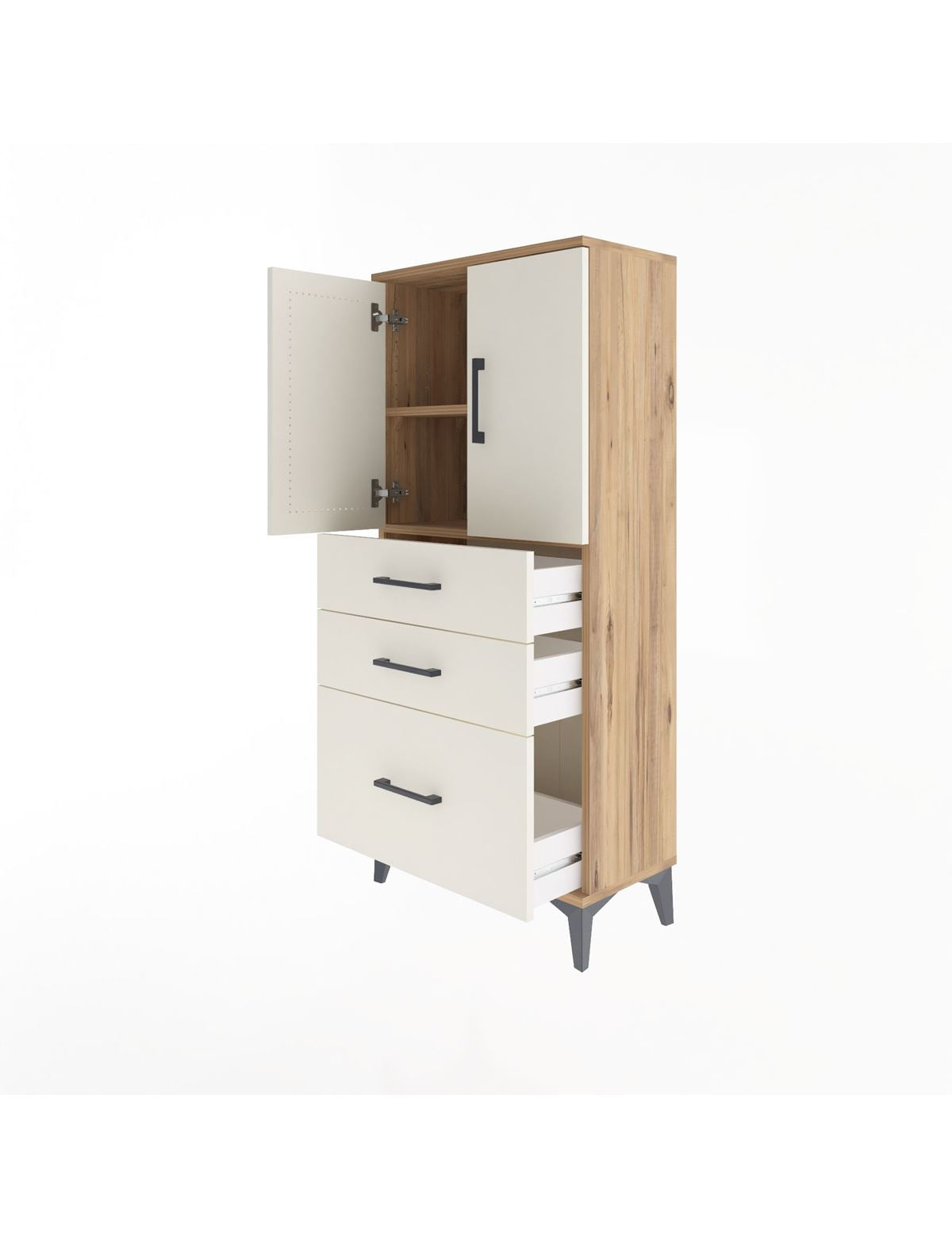 Arges Dolap 2 Raflı 3 Çekmeceli 2 Kapaklı 60x30x134 - S17M072V7A