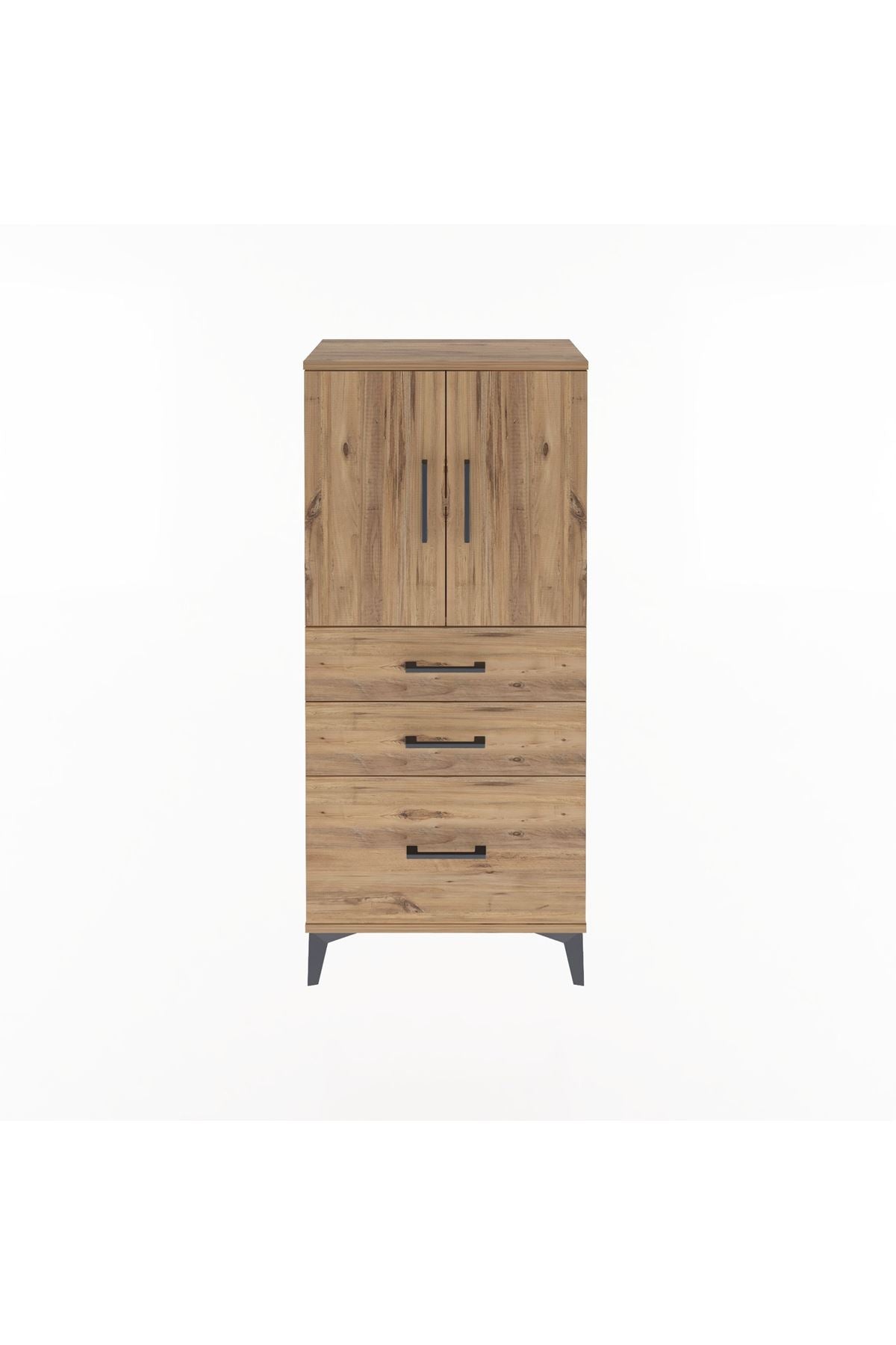 Arges Dolap 2 Raflı 3 Çekmeceli 2 Kapaklı 60x30x134 Çam-Çam