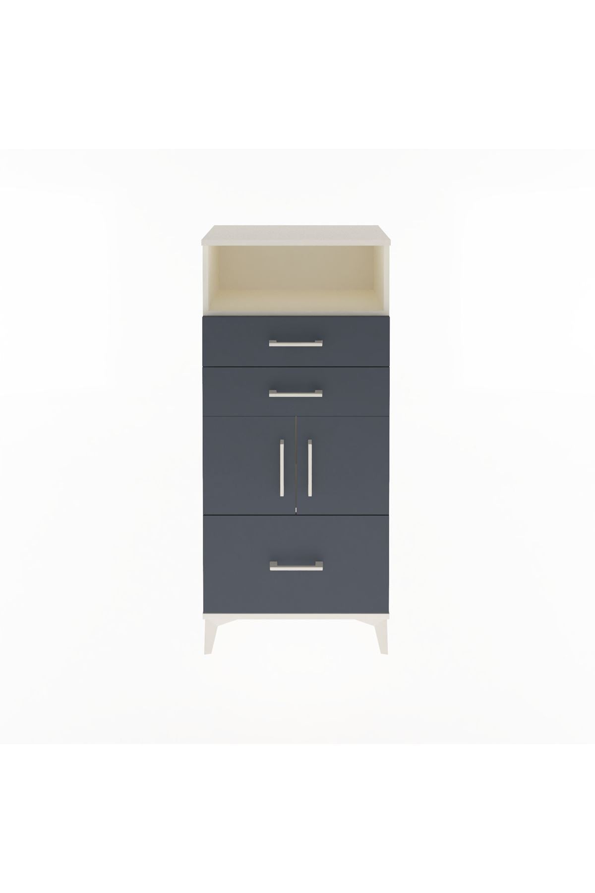 Arges Dolap 2 Raflı 3 Çekmeceli 2 Kapaklı 60x30x134 Aytaşı-Antrasit