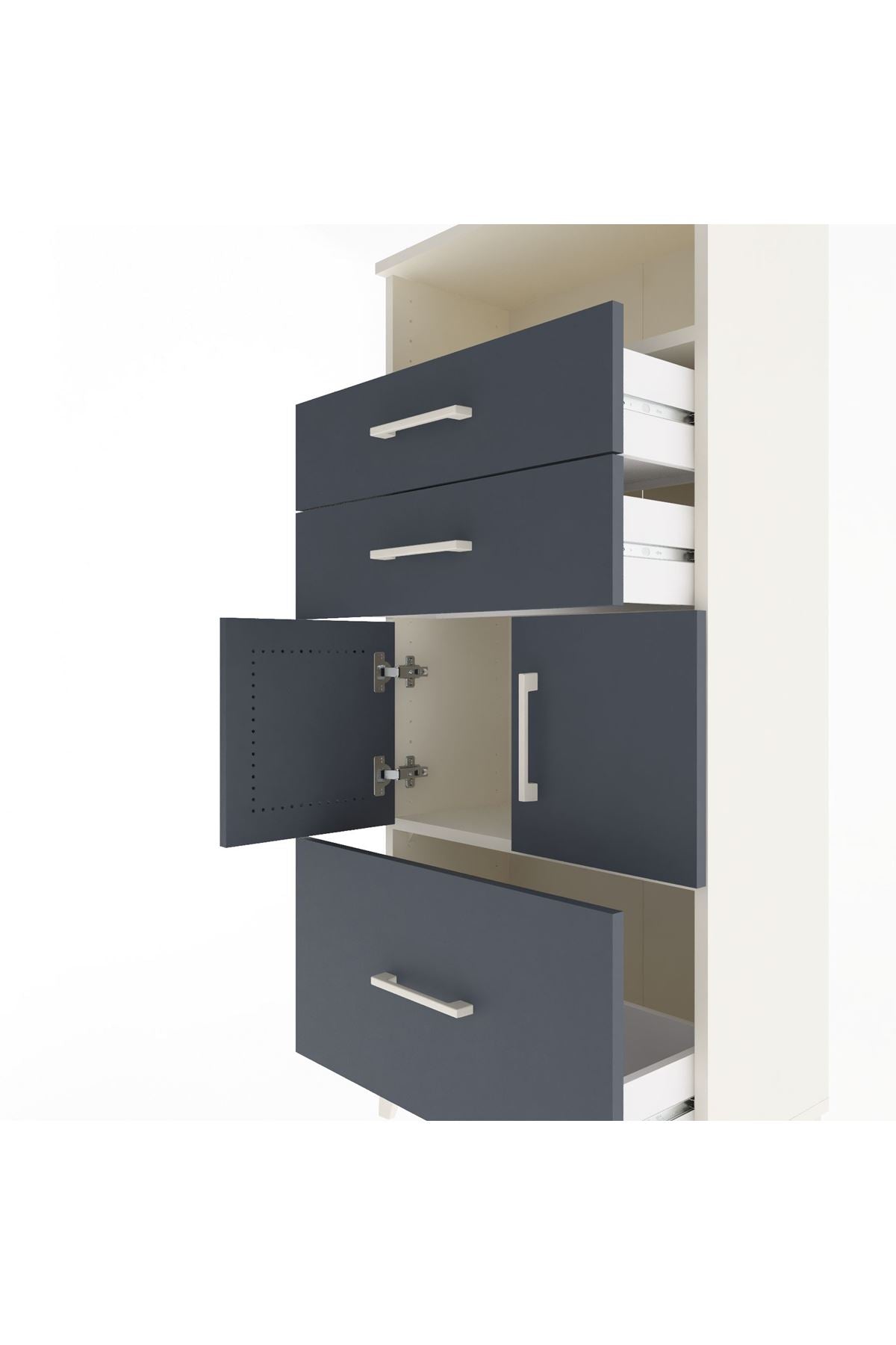 Arges Dolap 2 Raflı 3 Çekmeceli 2 Kapaklı 60x30x134 Aytaşı-Antrasit