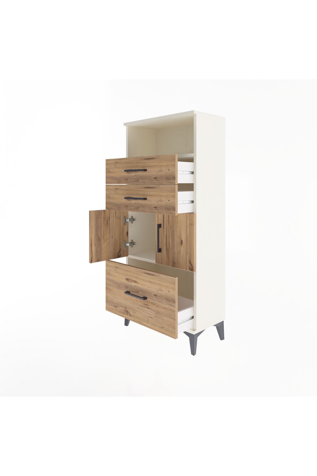 Arges Dolap 2 Raflı 3 Çekmeceli 2 Kapaklı 60x30x134 Aytaşı-Çam