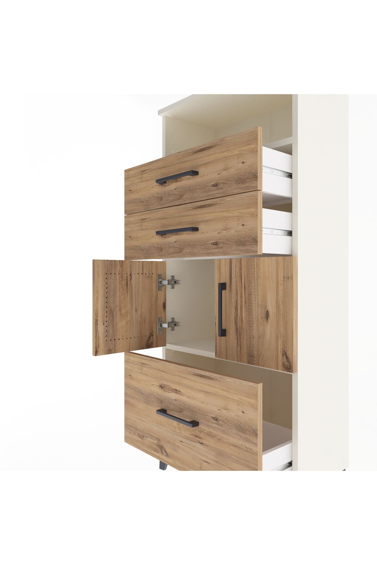 Arges Dolap 2 Raflı 3 Çekmeceli 2 Kapaklı 60x30x134 Aytaşı-Çam