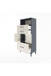 Arges Dolap 2 Raflı 3 Çekmeceli 2 Kapaklı 60x30x134 Antrasit-Aytaşı