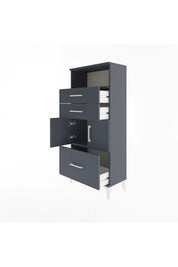 Arges Dolap 2 Raflı 3 Çekmeceli 2 Kapaklı 60x30x134 Antrasit-Antrasit