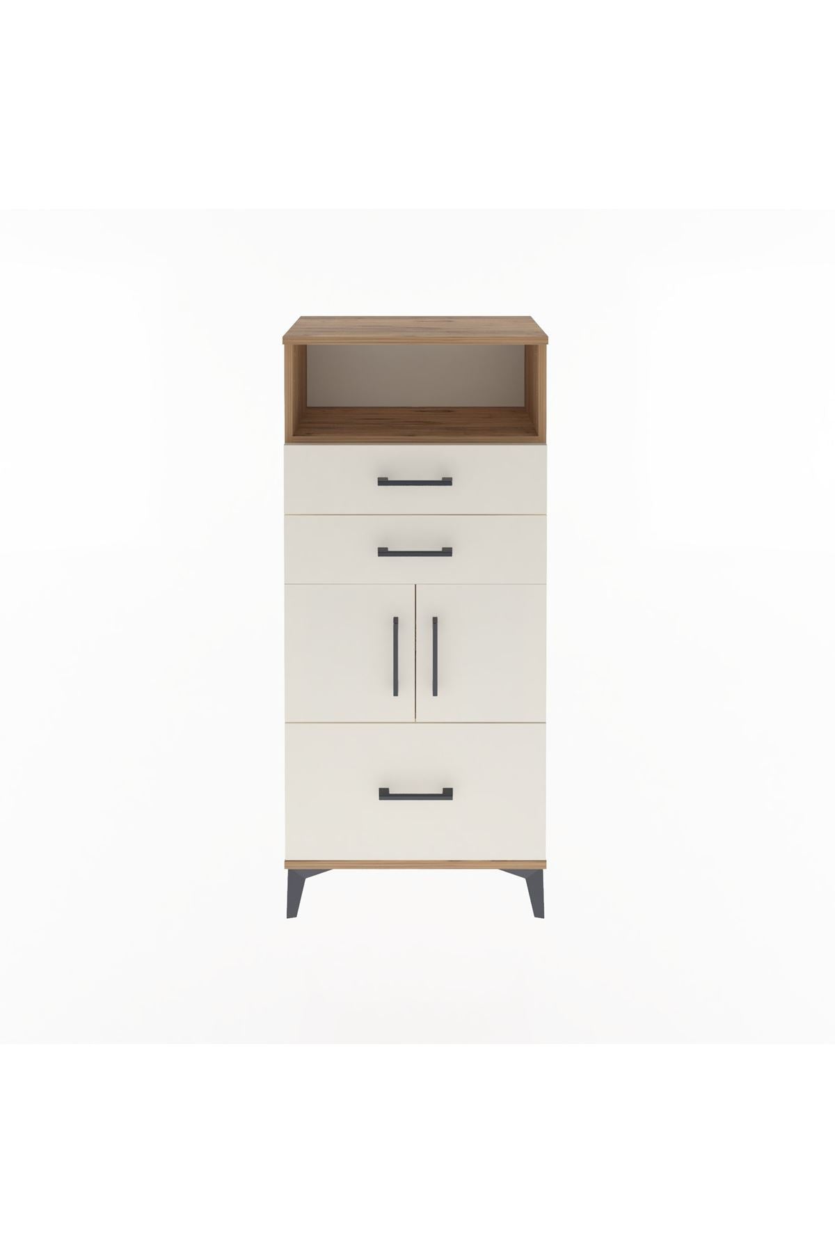 Arges Dolap 2 Raflı 3 Çekmeceli 2 Kapaklı 60x30x134 Çam-Aytaşı