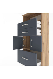 Arges Dolap 2 Raflı 3 Çekmeceli 2 Kapaklı 60x30x134 Çam-Antrasit