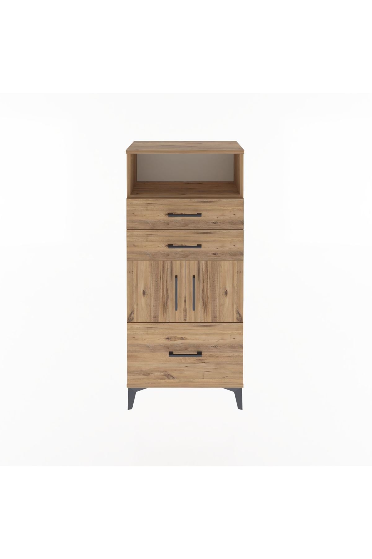 Arges Dolap 2 Raflı 3 Çekmeceli 2 Kapaklı 60x30x134 Çam-Çam