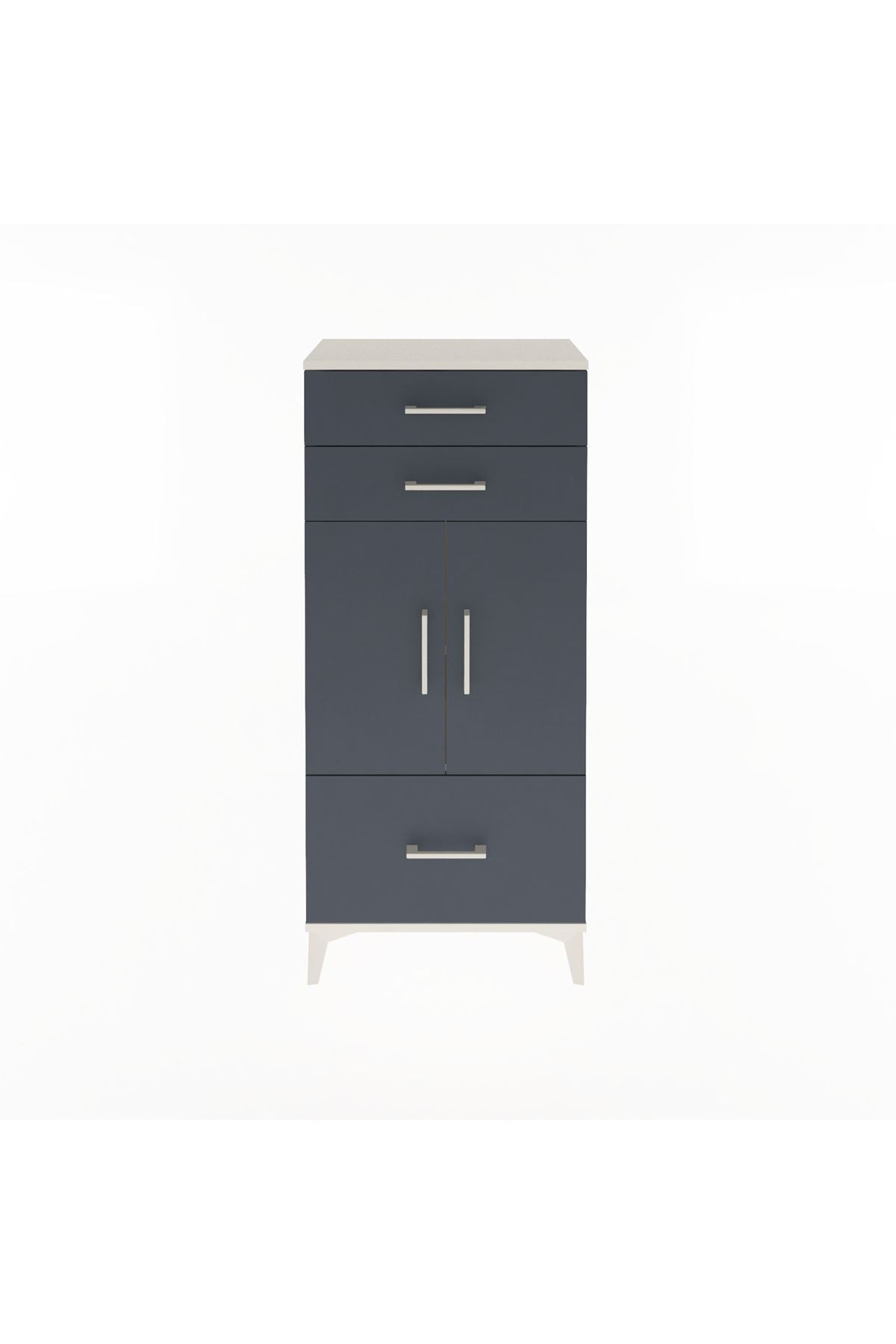 Arges Dolap 2 Raflı 3 Çekmeceli 2 Kapaklı 60x30x134 Aytaşı-Antrasit