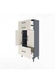 Arges Dolap 2 Raflı 3 Çekmeceli 2 Kapaklı 60x30x134 Antrasit-Aytaşı