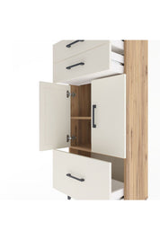 Arges Dolap 2 Raflı 3 Çekmeceli 2 Kapaklı 60x30x134 Çam-Aytaşı