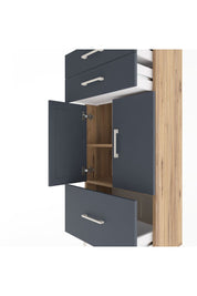 Arges Dolap 2 Raflı 3 Çekmeceli 2 Kapaklı 60x30x134 Çam-Antrasit