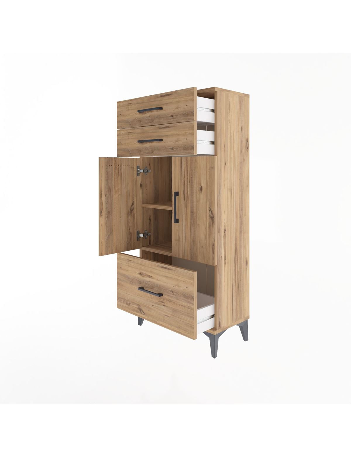 Arges Dolap 2 Raflı 3 Çekmeceli 2 Kapaklı 60x30x134 - S17M074V9A