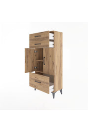 Arges Dolap 2 Raflı 3 Çekmeceli 2 Kapaklı 60x30x134 Çam-Çam