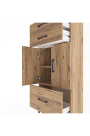 Arges Dolap 2 Raflı 3 Çekmeceli 2 Kapaklı 60x30x134 Çam-Çam