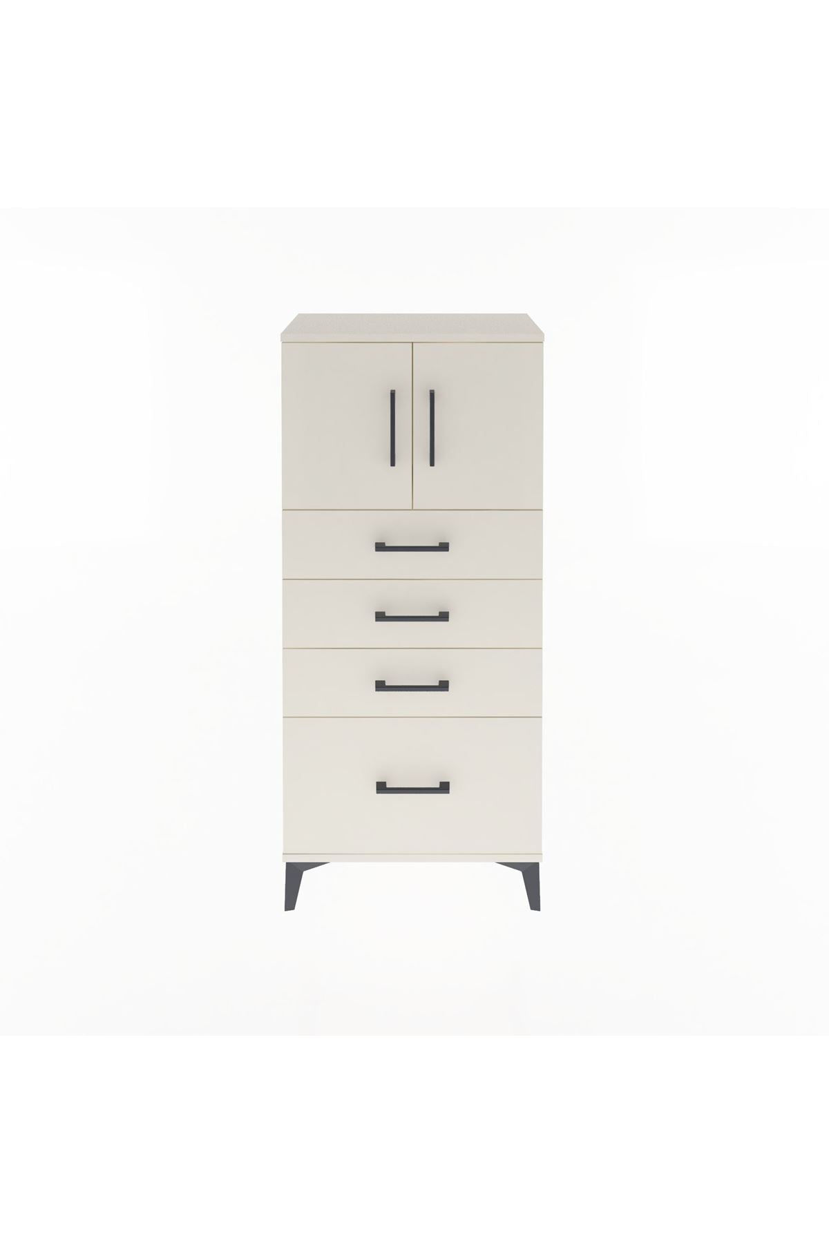 Arges Dolap Tek Raflı 4 Çekmeceli 2 Kapaklı 60x30x134 Aytaşı-Aytaşı