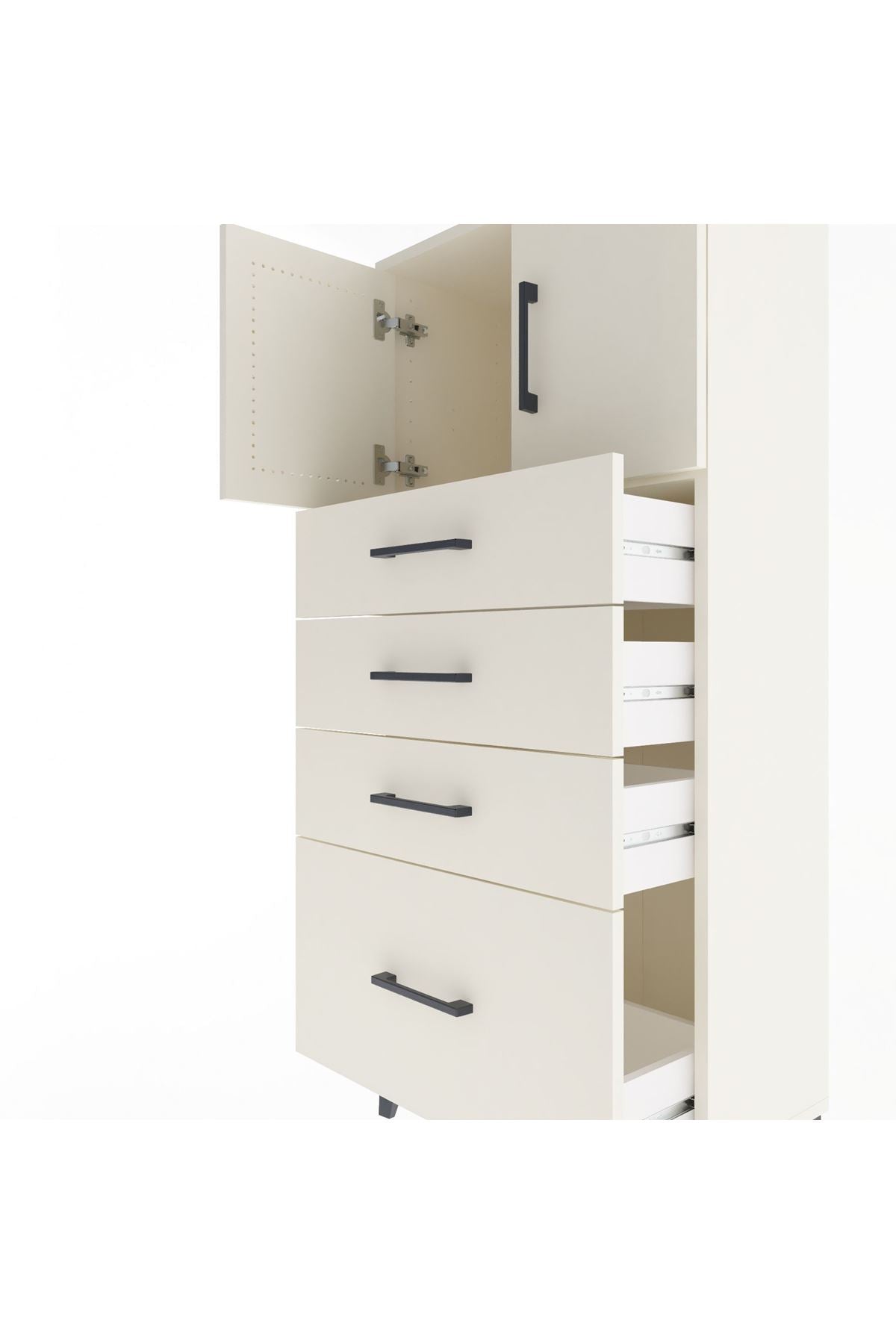 Arges Dolap Tek Raflı 4 Çekmeceli 2 Kapaklı 60x30x134 Aytaşı-Aytaşı