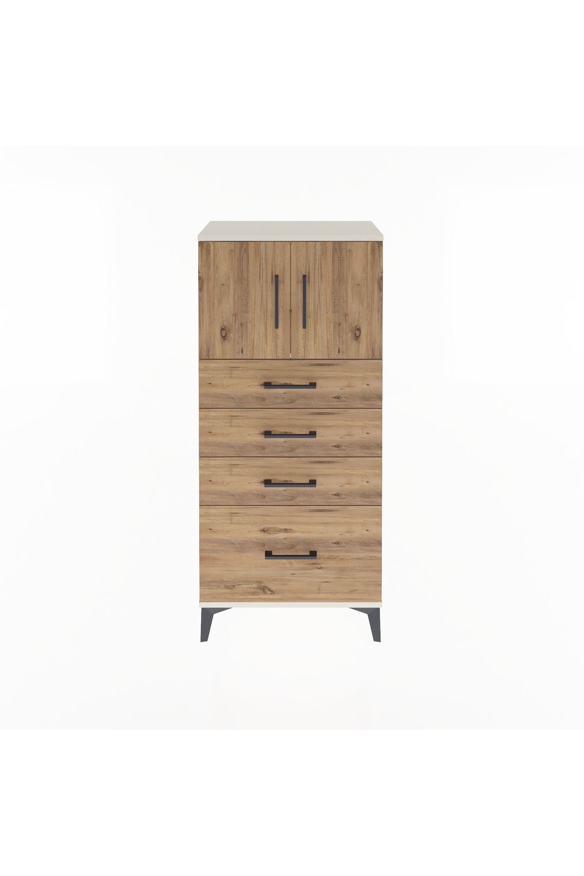 Arges Dolap Tek Raflı 4 Çekmeceli 2 Kapaklı 60x30x134 Aytaşı-Çam