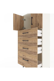 Arges Dolap Tek Raflı 4 Çekmeceli 2 Kapaklı 60x30x134 Aytaşı-Çam
