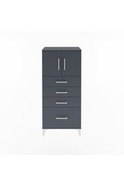 Arges Dolap Tek Raflı 4 Çekmeceli 2 Kapaklı 60x30x134 Antrasit-Antrasit