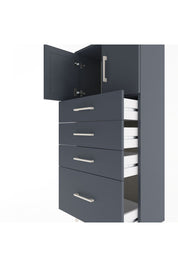 Arges Dolap Tek Raflı 4 Çekmeceli 2 Kapaklı 60x30x134 Antrasit-Antrasit