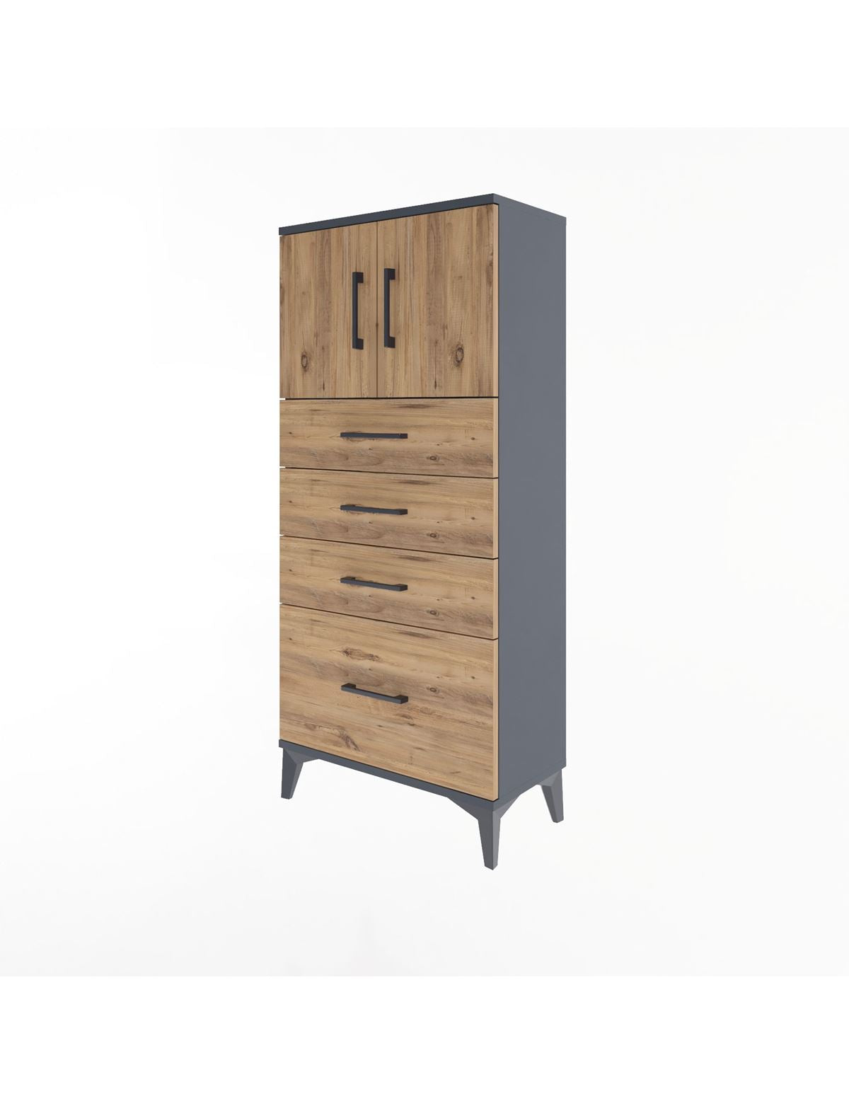 Arges Dolap Tek Raflı 4 Çekmeceli 2 Kapaklı 60x30x134 - S17M075V6A