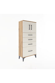 Arges Dolap Tek Raflı 4 Çekmeceli 2 Kapaklı 60x30x134 Çam-Aytaşı