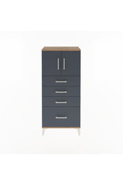 Arges Dolap Tek Raflı 4 Çekmeceli 2 Kapaklı 60x30x134 Çam-Antrasit