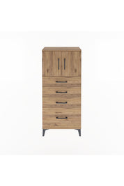 Arges Dolap Tek Raflı 4 Çekmeceli 2 Kapaklı 60x30x134 Çam-Çam