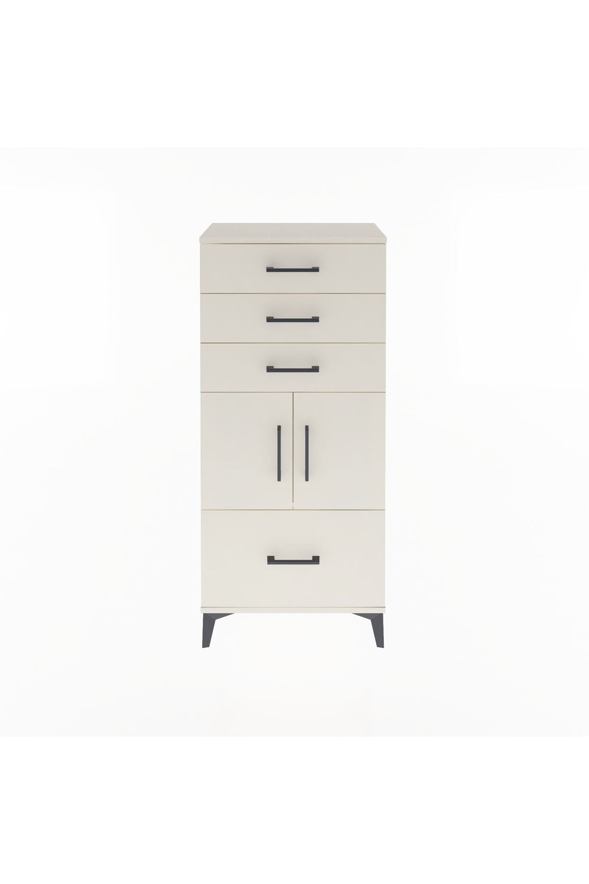 Arges Dolap Tek Raflı 4 Çekmeceli 2 Kapaklı 60x30x134 Aytaşı-Aytaşı