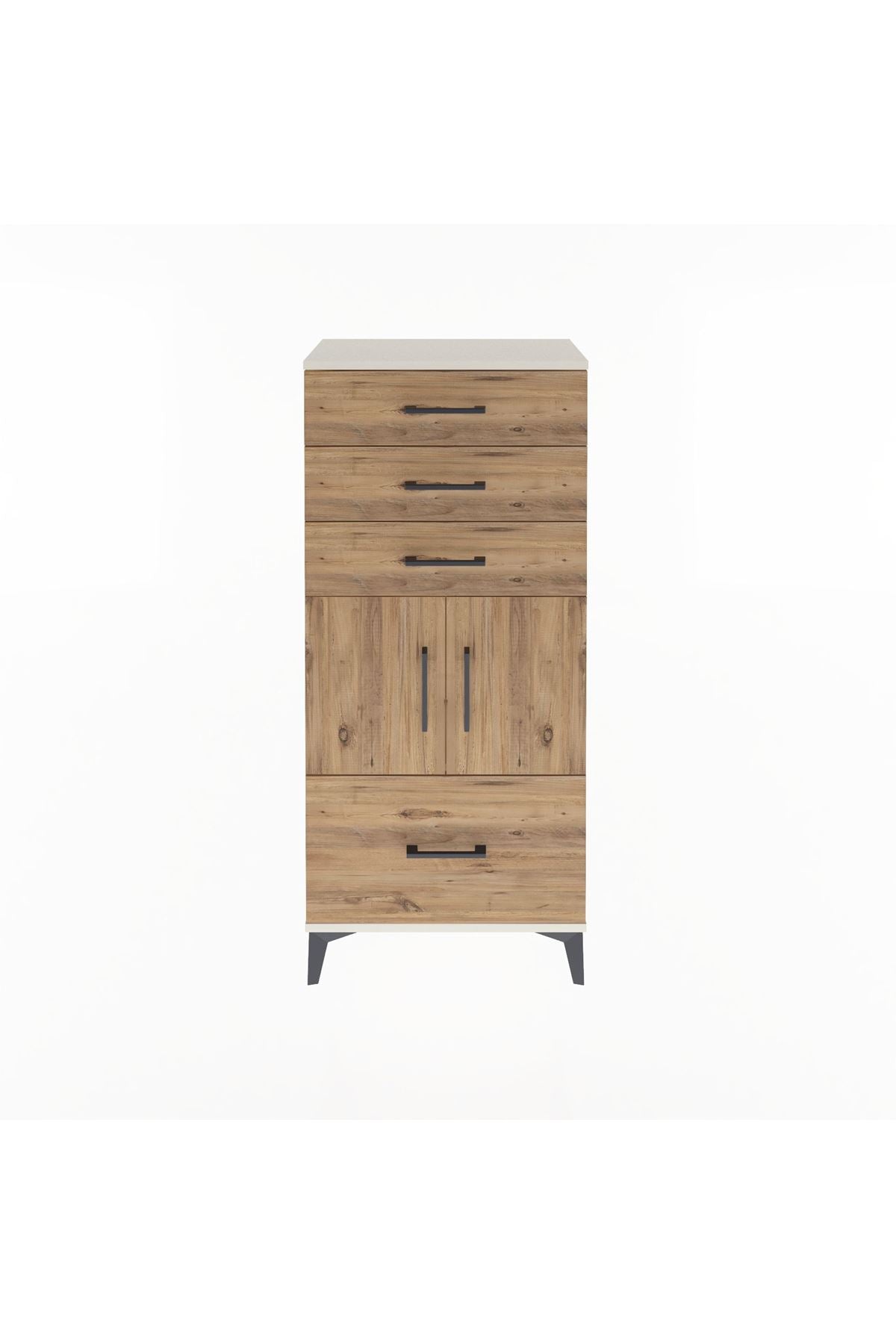 Arges Dolap Tek Raflı 4 Çekmeceli 2 Kapaklı 60x30x134 Aytaşı-Çam