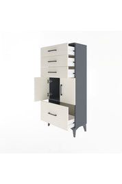 Arges Dolap Tek Raflı 4 Çekmeceli 2 Kapaklı 60x30x134 Antrasit-Aytaşı