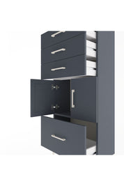 Arges Dolap Tek Raflı 4 Çekmeceli 2 Kapaklı 60x30x134 Antrasit-Antrasit