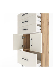 Arges Dolap Tek Raflı 4 Çekmeceli 2 Kapaklı 60x30x134 Çam-Aytaşı