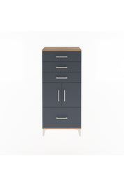 Arges Dolap Tek Raflı 4 Çekmeceli 2 Kapaklı 60x30x134 Çam-Antrasit