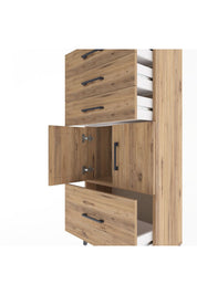 Arges Dolap Tek Raflı 4 Çekmeceli 2 Kapaklı 60x30x134 Çam-Çam