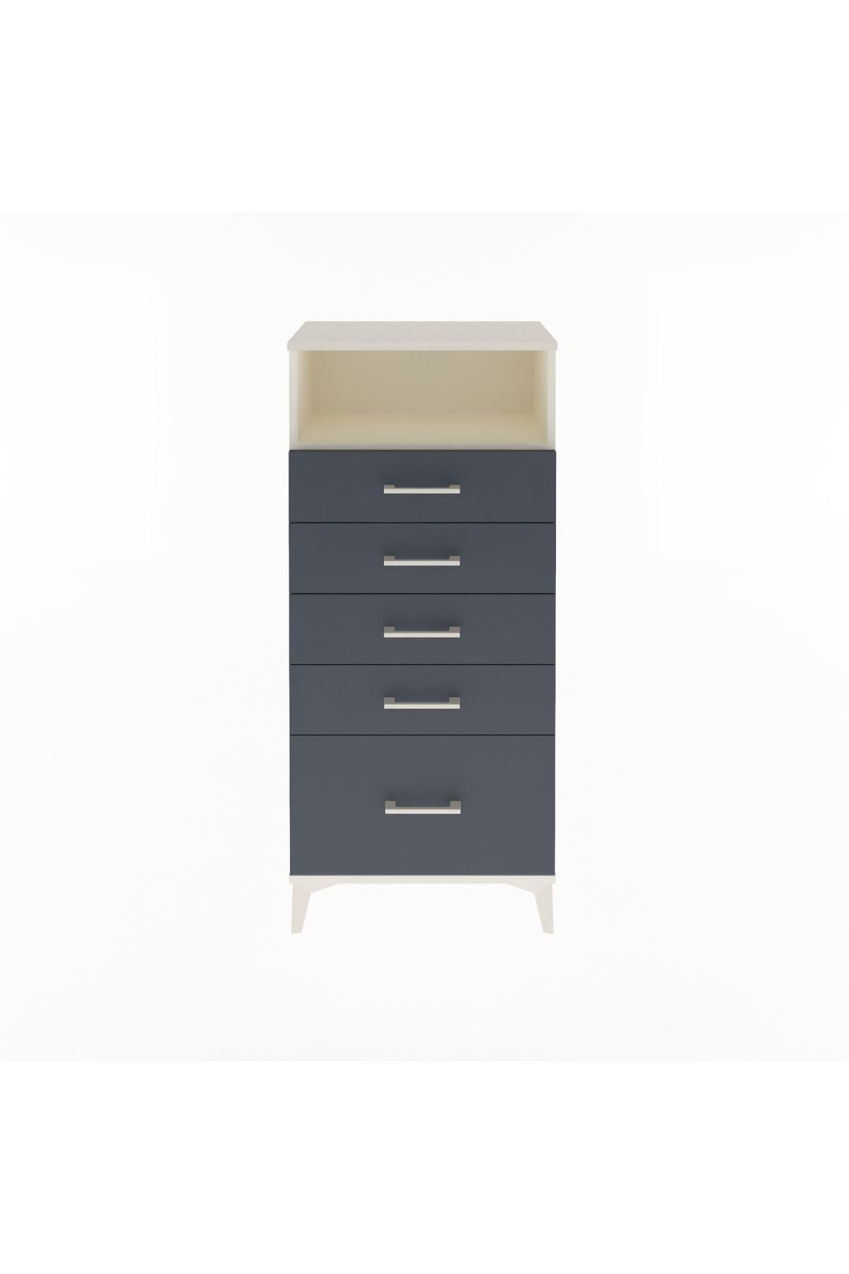 Arges Dolap Tek Raflı 5 Çekmeceli 60x30x134 Aytaşı-Antrasit