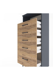 Arges Dolap Tek Raflı 5 Çekmeceli 60x30x134 Antrasit-Çam