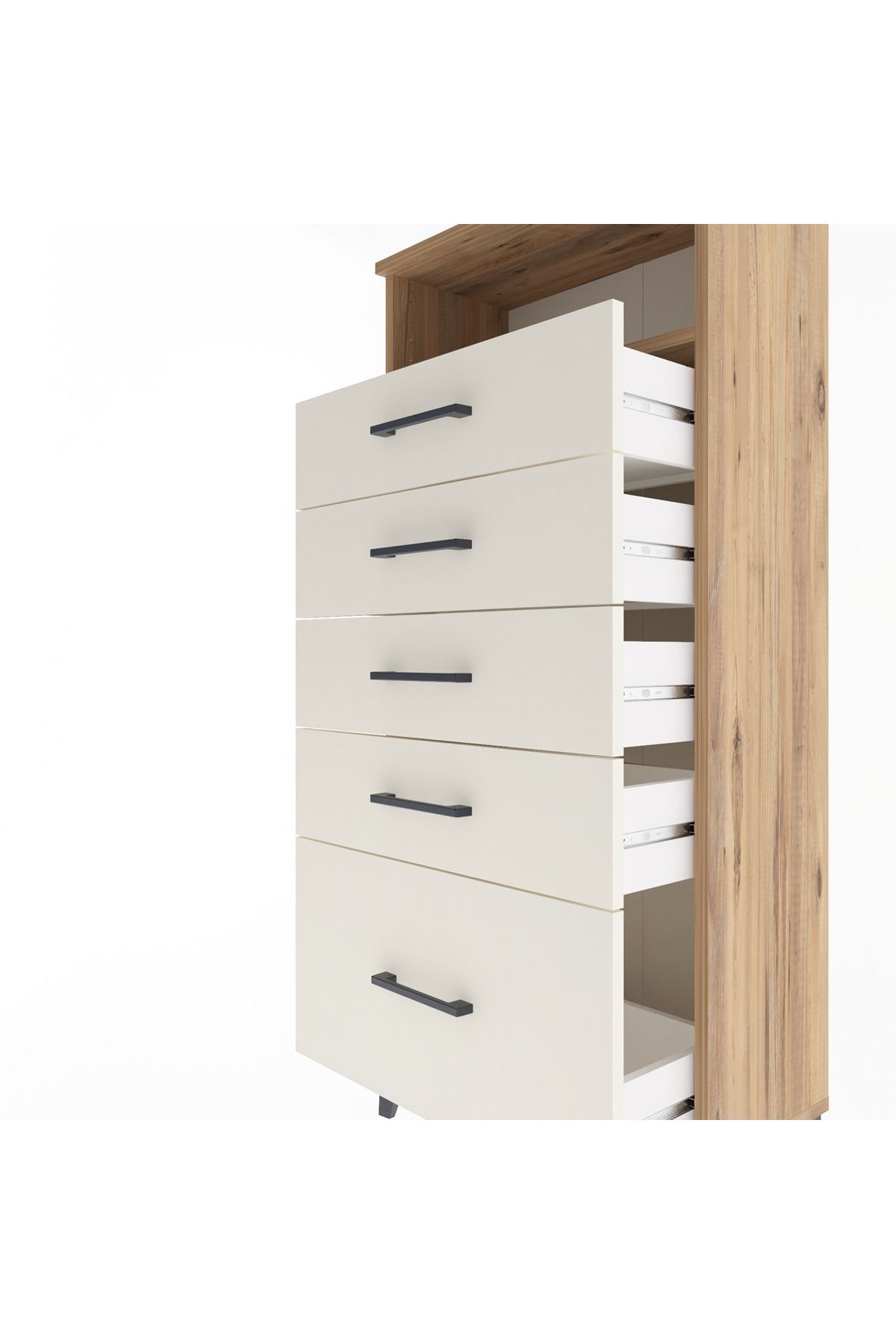 Arges Dolap Tek Raflı 5 Çekmeceli 60x30x134 Çam-Aytaşı