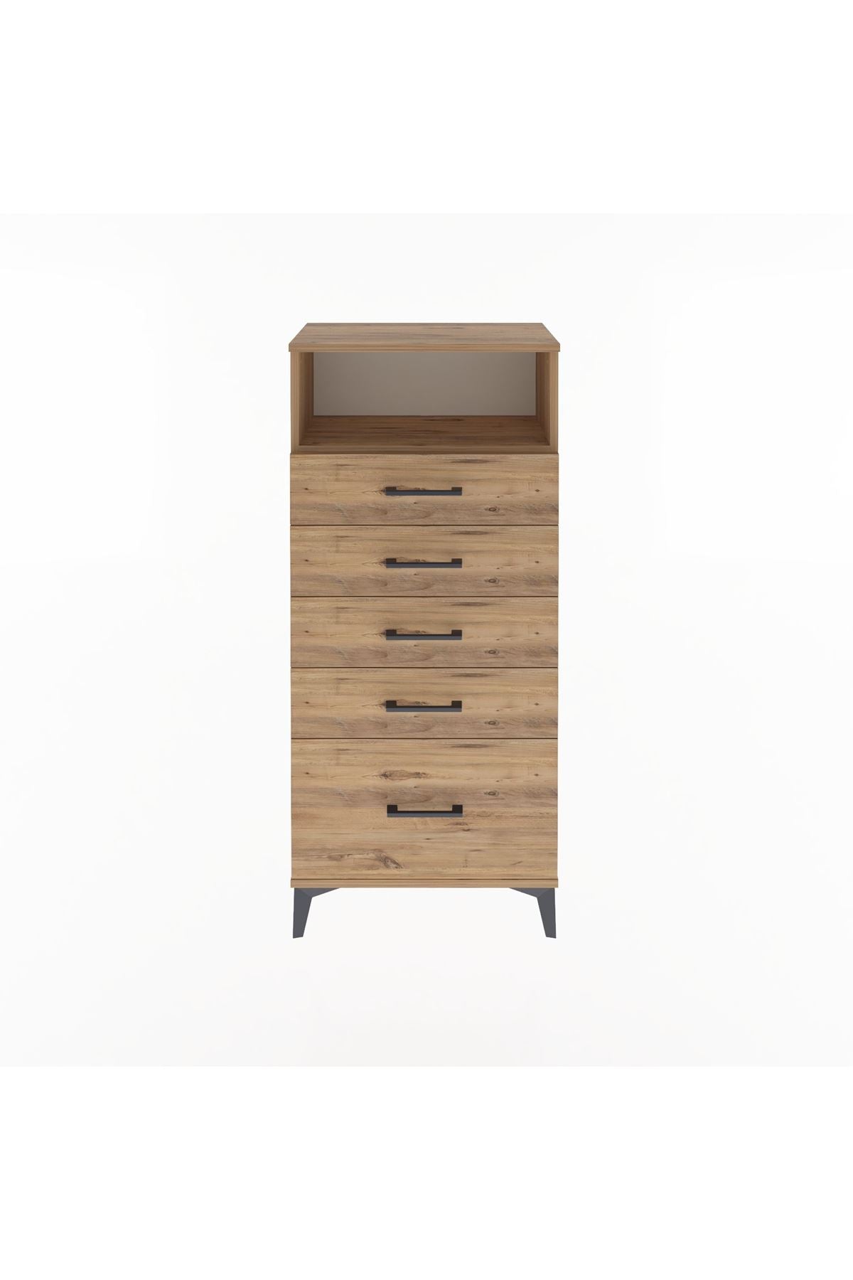 Arges Dolap Tek Raflı 5 Çekmeceli 60x30x134 Çam-Çam