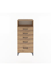 Arges Dolap Tek Raflı 5 Çekmeceli 60x30x134 Çam-Çam