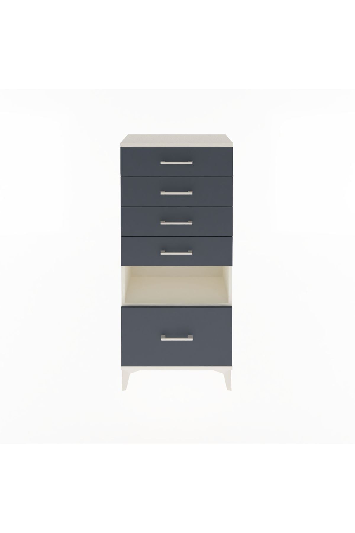 Arges Dolap Tek Raflı 5 Çekmeceli 60x30x134 Aytaşı-Antrasit