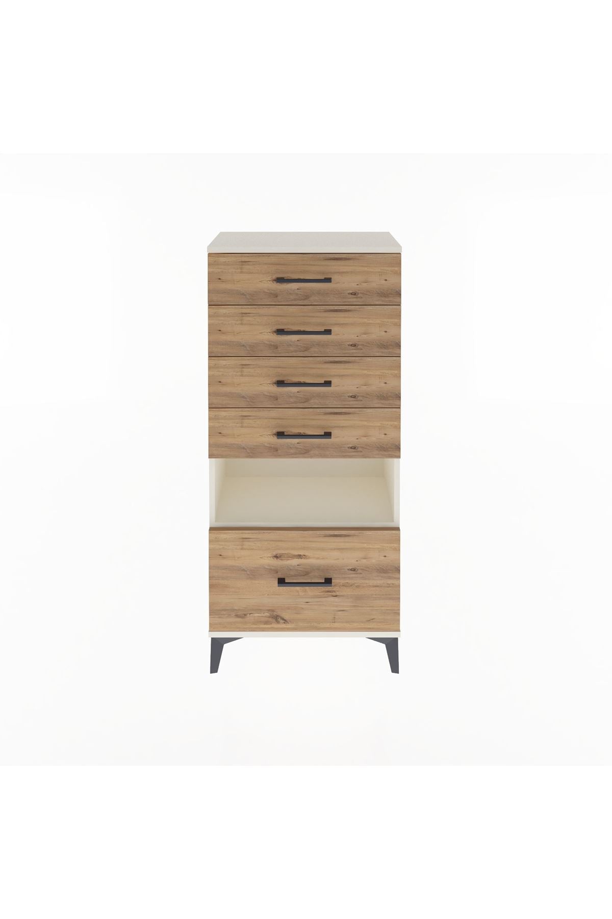 Arges Dolap Tek Raflı 5 Çekmeceli 60x30x134 Aytaşı-Çam