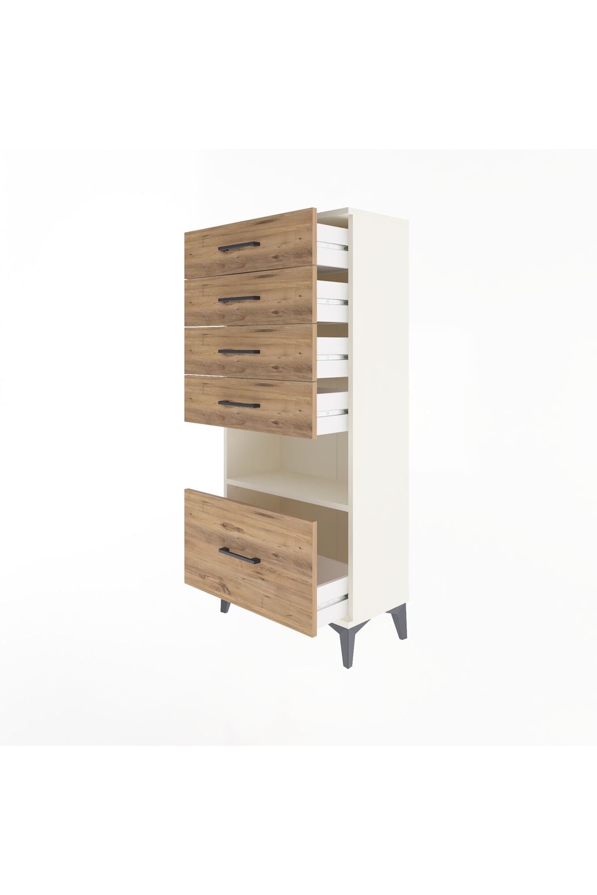 Arges Dolap Tek Raflı 5 Çekmeceli 60x30x134 Aytaşı-Çam