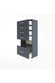 Arges Dolap Tek Raflı 5 Çekmeceli 60x30x134 Antrasit-Antrasit