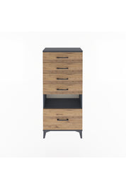 Arges Dolap Tek Raflı 5 Çekmeceli 60x30x134 Antrasit-Çam