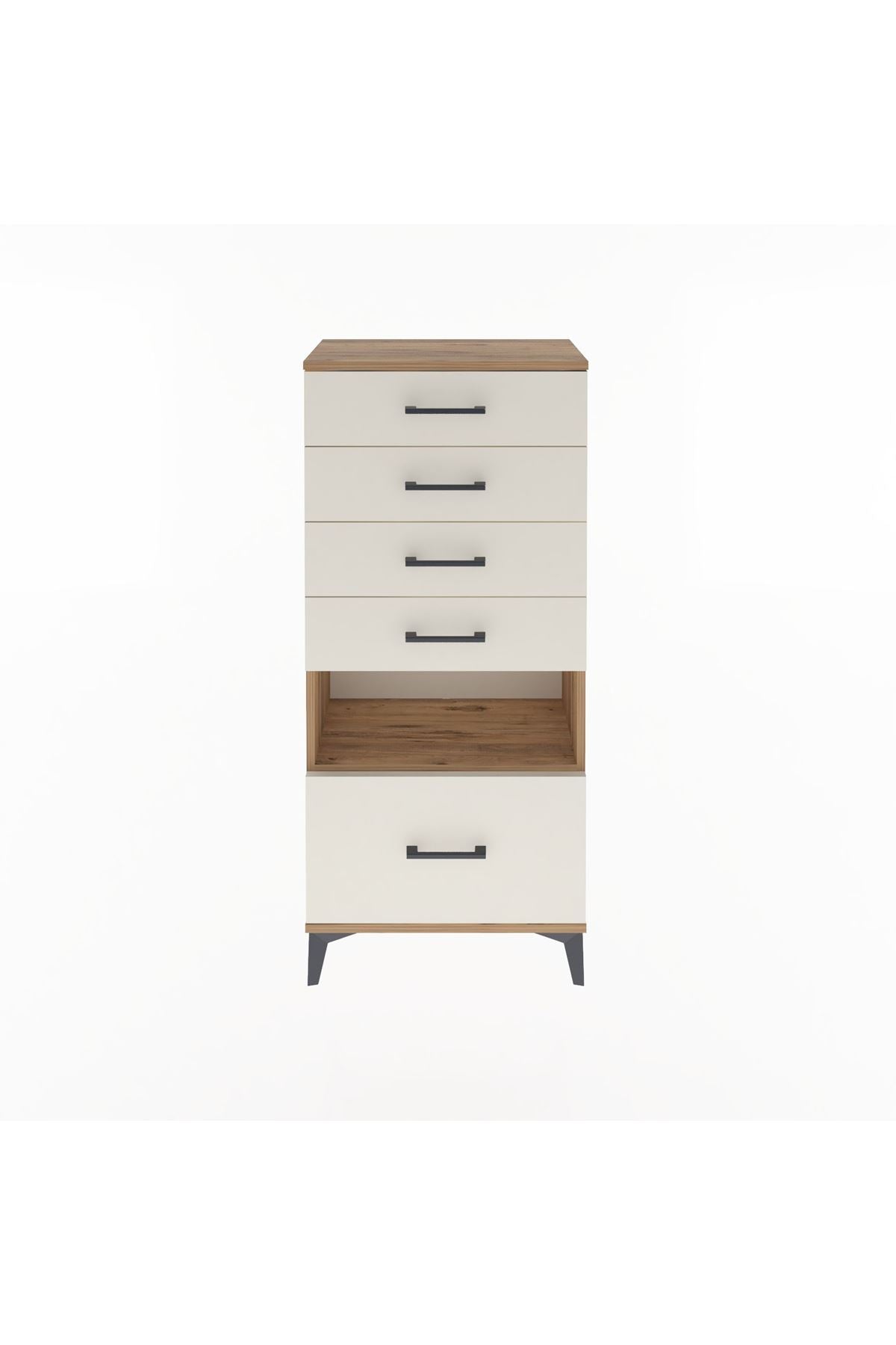 Arges Dolap Tek Raflı 5 Çekmeceli 60x30x134 Çam-Aytaşı