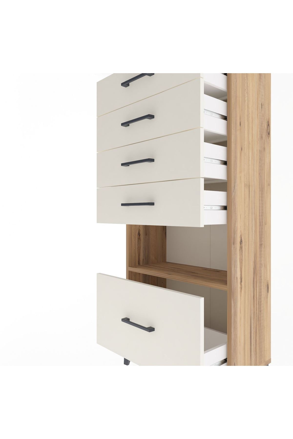 Arges Dolap Tek Raflı 5 Çekmeceli 60x30x134 Çam-Aytaşı