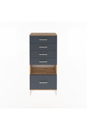 Arges Dolap Tek Raflı 5 Çekmeceli 60x30x134 Çam-Antrasit