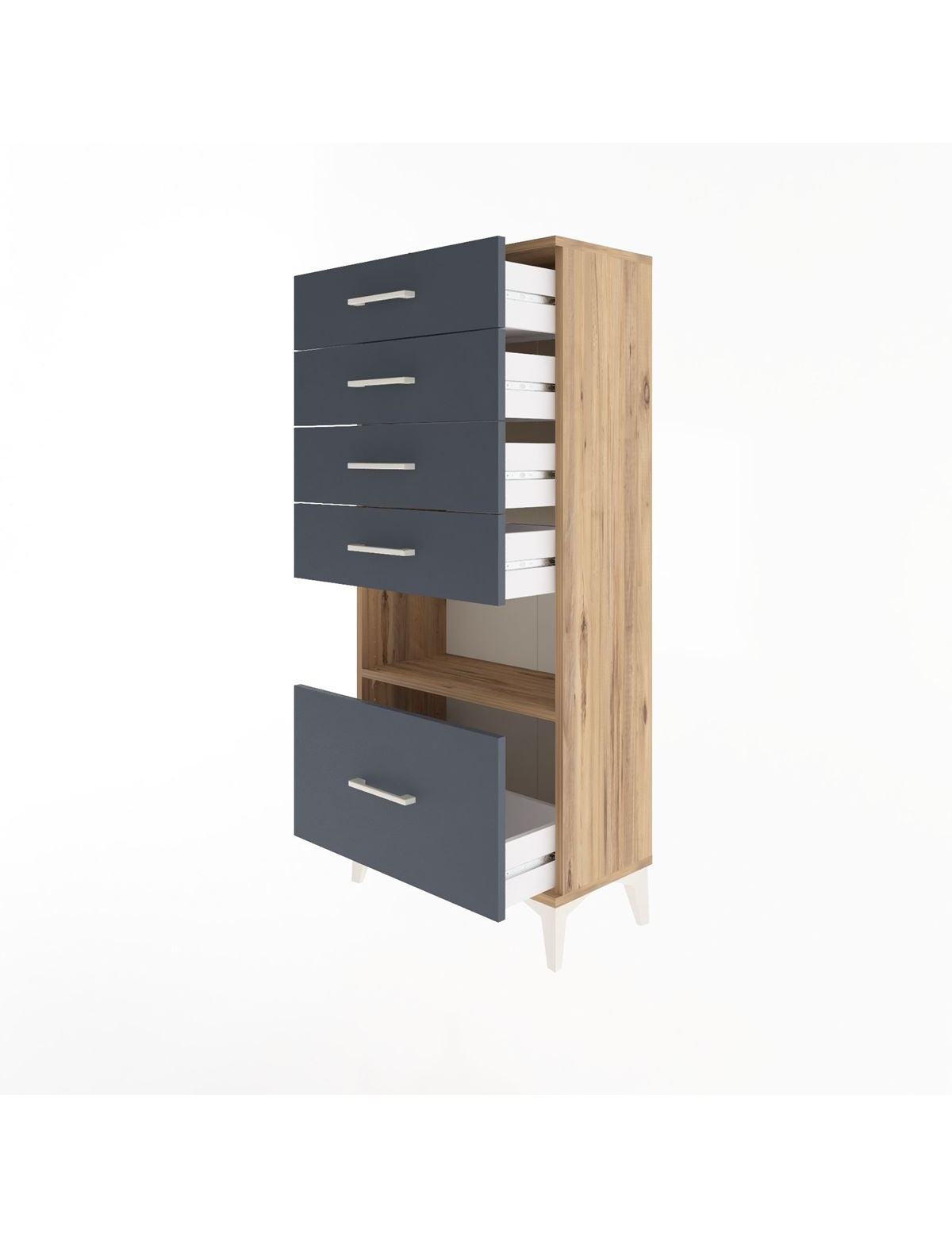 Arges Dolap Tek Raflı 5 Çekmeceli 60x30x134 - S17M078V8A